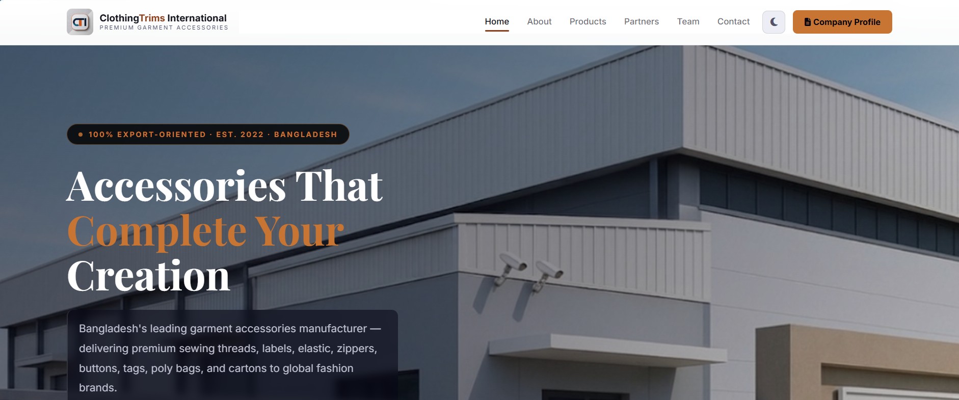 Clothing Trims International website screenshot